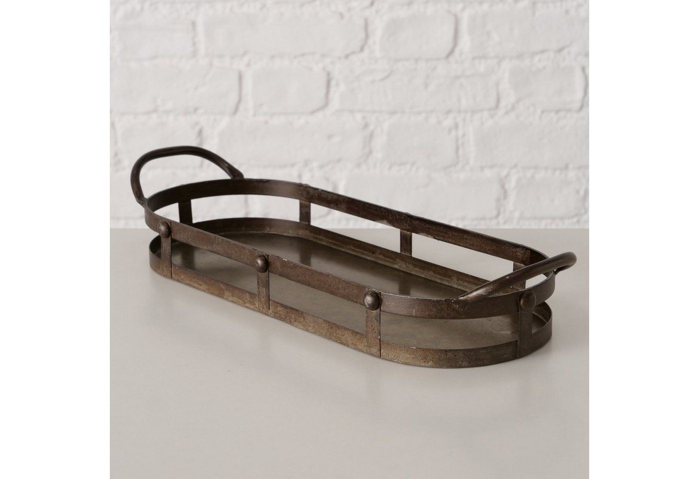 BOLTZE GRUPPE GmbH Tablett Boltze 2060966 Tablett Jette oval mit Henkel, (1-tlg) von BOLTZE GRUPPE GmbH