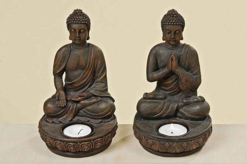 BOLTZE GRUPPE GmbH Teelichthalter Teelichthalter Buddha H 19 cm 2er Set von BOLTZE GRUPPE GmbH