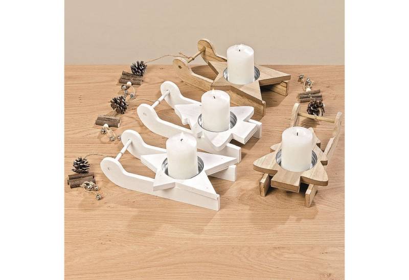 BOLTZE GRUPPE GmbH Teelichthalter Teelichthalter Schlitten Holz L25 cm 2 sortier weiß natur 2er Set BOLTZE GRUPPE GmbH Teelichthalter Teelichthalter Schlitten Holz L25 cm 2 sortier weiß natur 2er Set von BOLTZE GRUPPE GmbH