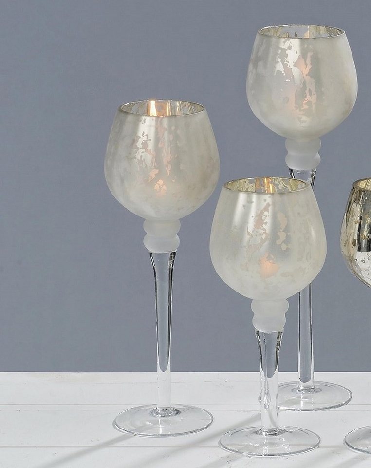 BOLTZE GRUPPE GmbH Teelichthalter Windlicht Manou Glas lackiert silber matt 3er Set Deko Glas BOLTZE GRUPPE GmbH Teelichthalter Windlicht Manou Glas lackiert silber matt 3er Set Deko Glas von BOLTZE GRUPPE GmbH