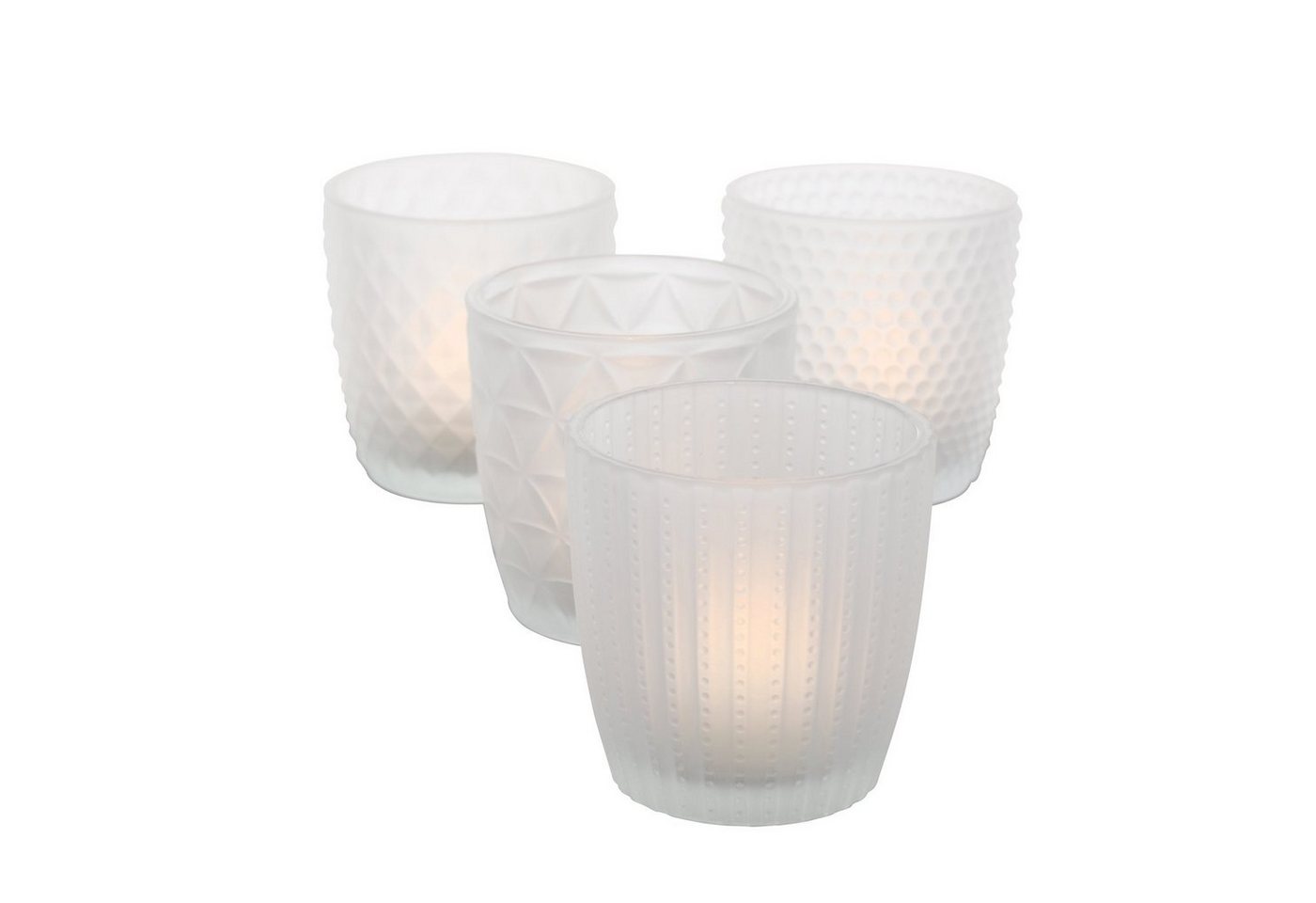 BOLTZE GRUPPE GmbH Teelichthalter Windlicht Marilu Glas lackiert weiß matt 8 cm Ø 8 cm 4-teilig von BOLTZE GRUPPE GmbH