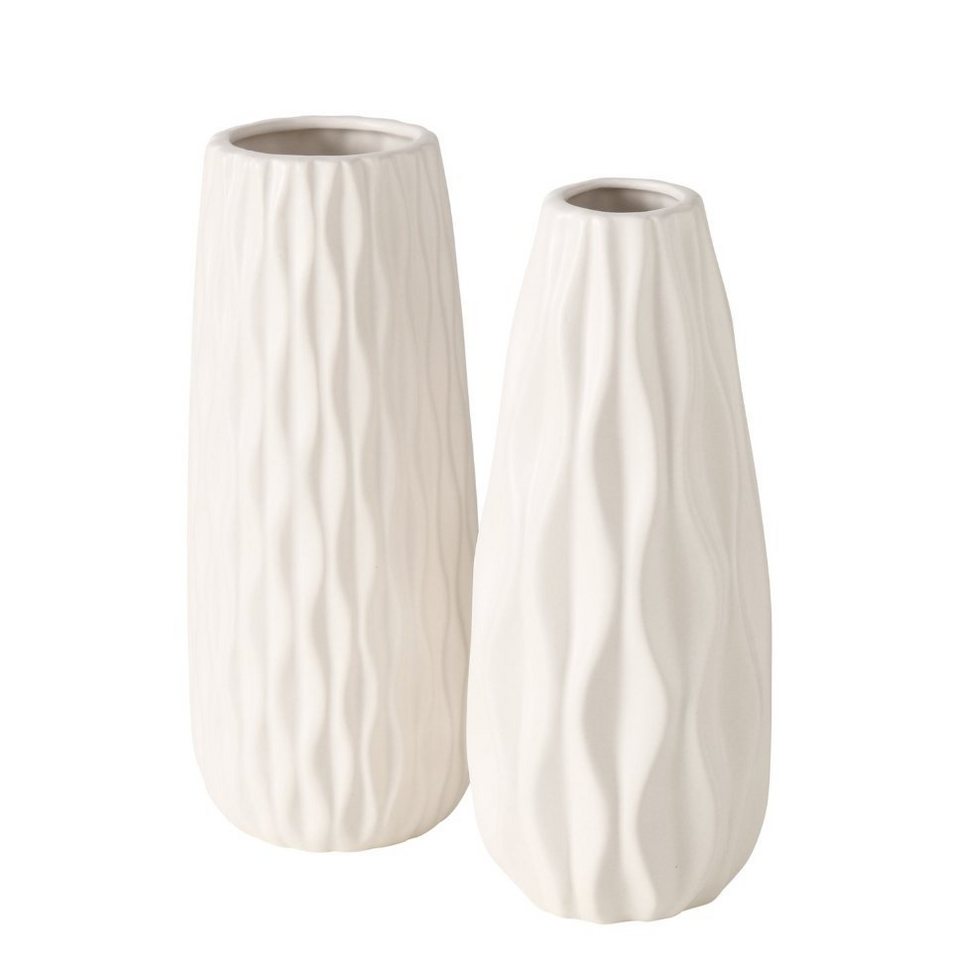 BOLTZE GRUPPE GmbH Tischvase Boltze, 2er-Set Vase Luana weiss von BOLTZE GRUPPE GmbH