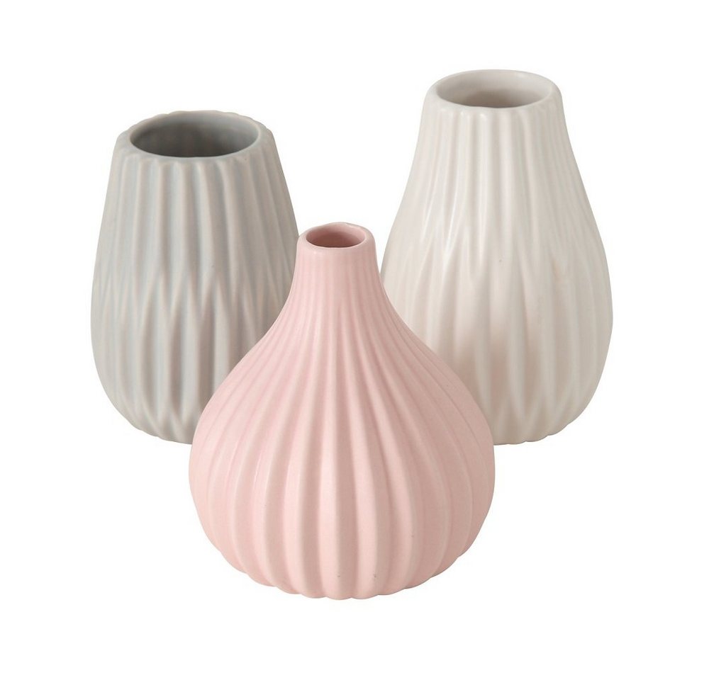 BOLTZE GRUPPE GmbH Dekovase Vase Wilma H14 cm Ø 8cm Steingut grau/rosa/weiß 3er-Set BOLTZE GRUPPE GmbH Dekovase Vase Wilma H14 cm Ø 8cm Steingut grau/rosa/weiß 3er-Set von BOLTZE GRUPPE GmbH