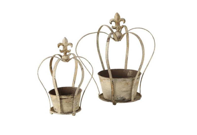 BOLTZE GRUPPE GmbH Übertopf Pflanztopf Krone Eisen grau H 30/40 cm 2er Set von BOLTZE GRUPPE GmbH