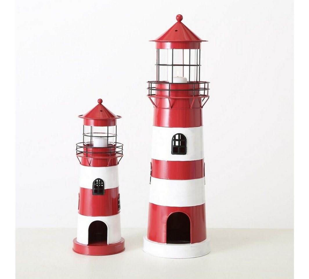 BOLTZE GRUPPE GmbH Windlicht Windlicht Laterne Leuchtturm rot weiß H 42 - 64 cm von BOLTZE GRUPPE GmbH