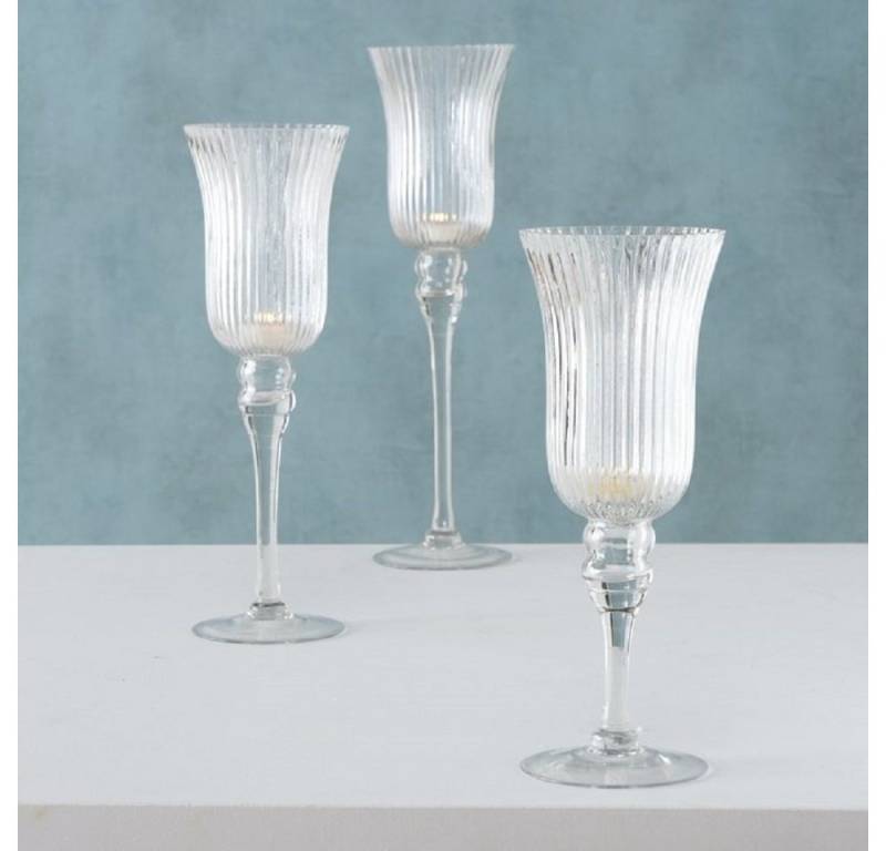 BOLTZE GRUPPE GmbH Windlicht Windlicht Manou Glas lackiert transparent H 30-40 cm 3er Set von BOLTZE GRUPPE GmbH