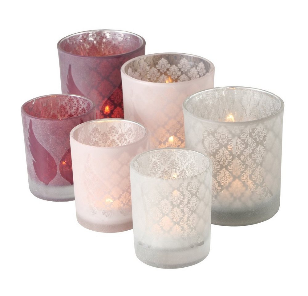 BOLTZE GRUPPE GmbH Windlicht Windlicht Orana Glas H 8/10cm pink 2er Set von BOLTZE GRUPPE GmbH