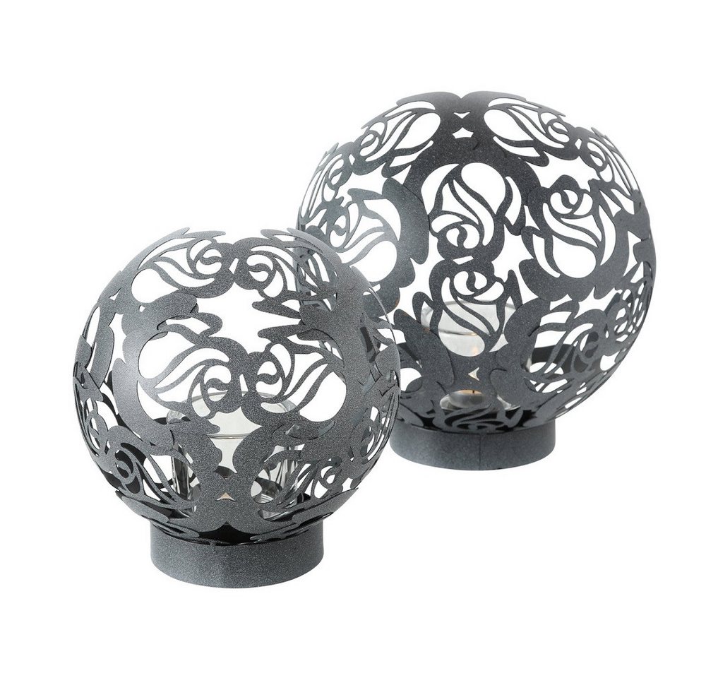 BOLTZE GRUPPE GmbH Windlicht Windlicht Rose Eisen H 25-31 cm 2er Set von BOLTZE GRUPPE GmbH