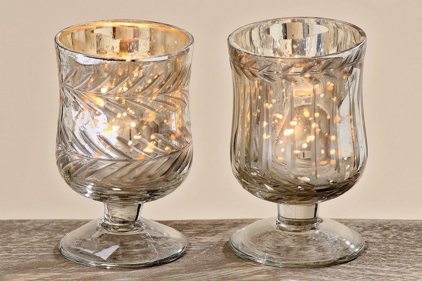 BOLTZE GRUPPE GmbH Windlicht Windlicht Teelicht Glas lackiert gold H 9 cm Stückpreis von BOLTZE GRUPPE GmbH