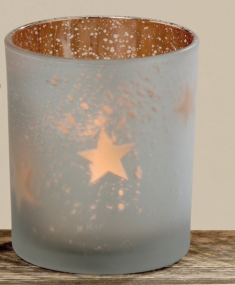 BOLTZE GRUPPE GmbH Windlicht Windlicht Teelicht Glas lackiert weiß matt Stern H 10 cm von BOLTZE GRUPPE GmbH