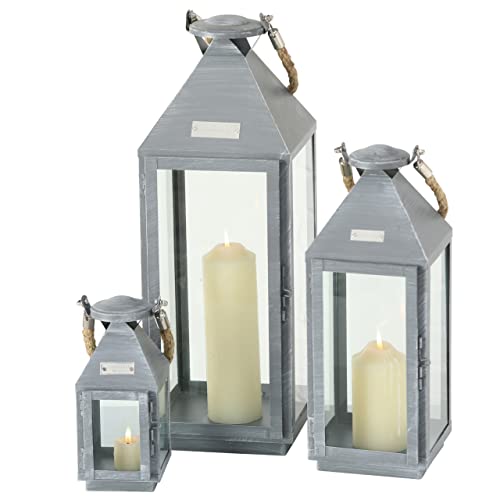 BOLTZE Laternen-Set Hannibal Indoor Eisen grau H24-55 cm 3er Set von BOLTZE