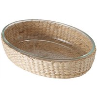 Auflaufform aus Glas OVAL + Korb aus Flechtwerk von BOLTZE GRUPPE