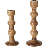 Kerzenhalter geschnitzt aus Holz bubbles, 2er-Set von BOLTZE GRUPPE