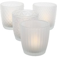 Boltze Windlicht Set Marilu 4-tlg weiß matt Deko-Gläser Kerzenständer ü 8 cm von BOLTZE GRUPPE