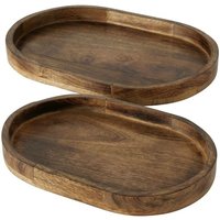 Boltze Gruppe - Dekoratives Tablett ovolio aus Mangoholz, 2er-Set von BOLTZE GRUPPE