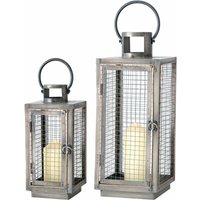 Laternen Eisen Gitter Design Windlicht Set für Kerzen Kerzenhalter Laterne, zum Hinstellen und Aufhängen, h 33-45 cm, 2er Set von BOLTZE GRUPPE