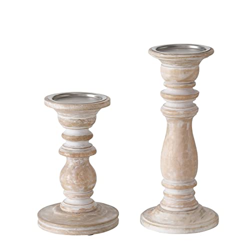 2 x Kerzenleuchter Neley Höhe 20-28 cm Holz Natur von BOLTZE