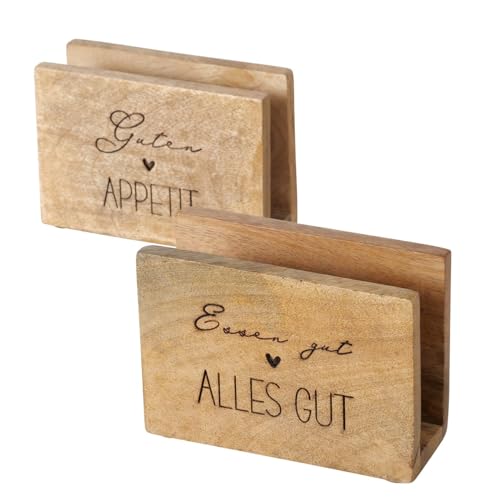 2 x Serviettenhalter Appetit Mango Holz Länge 14 cm Höhe 10 cm von BOLTZE