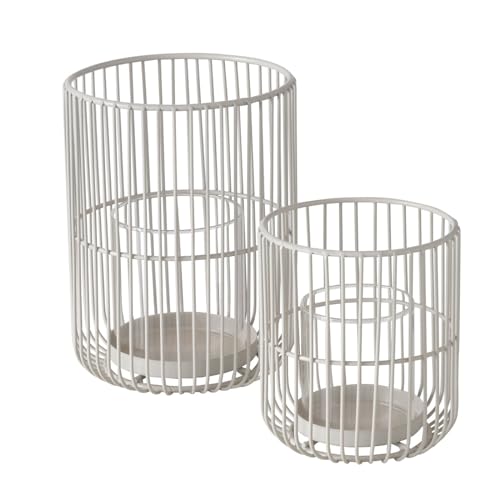 2 x Windlicht Cindy Eisen Höhe 14-20 cm Beige von BOLTZE