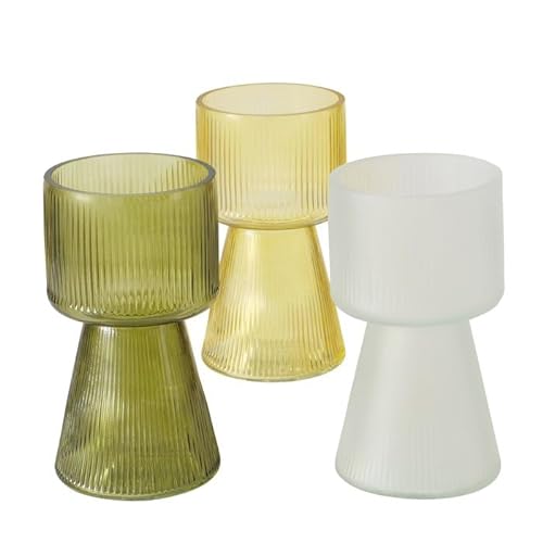 3 x Vase Imano Glas Höhe 18 cm Gelb, Grün, Weiß von BOLTZE