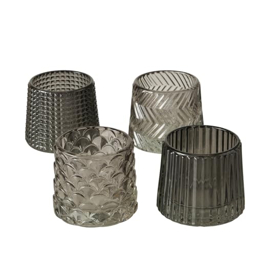 4 x Teelichthalter Sabena Glas Höhe 7 cm grau 4 x Teelichthalter Sabena Glas Höhe 7 cm grau von BOLTZE