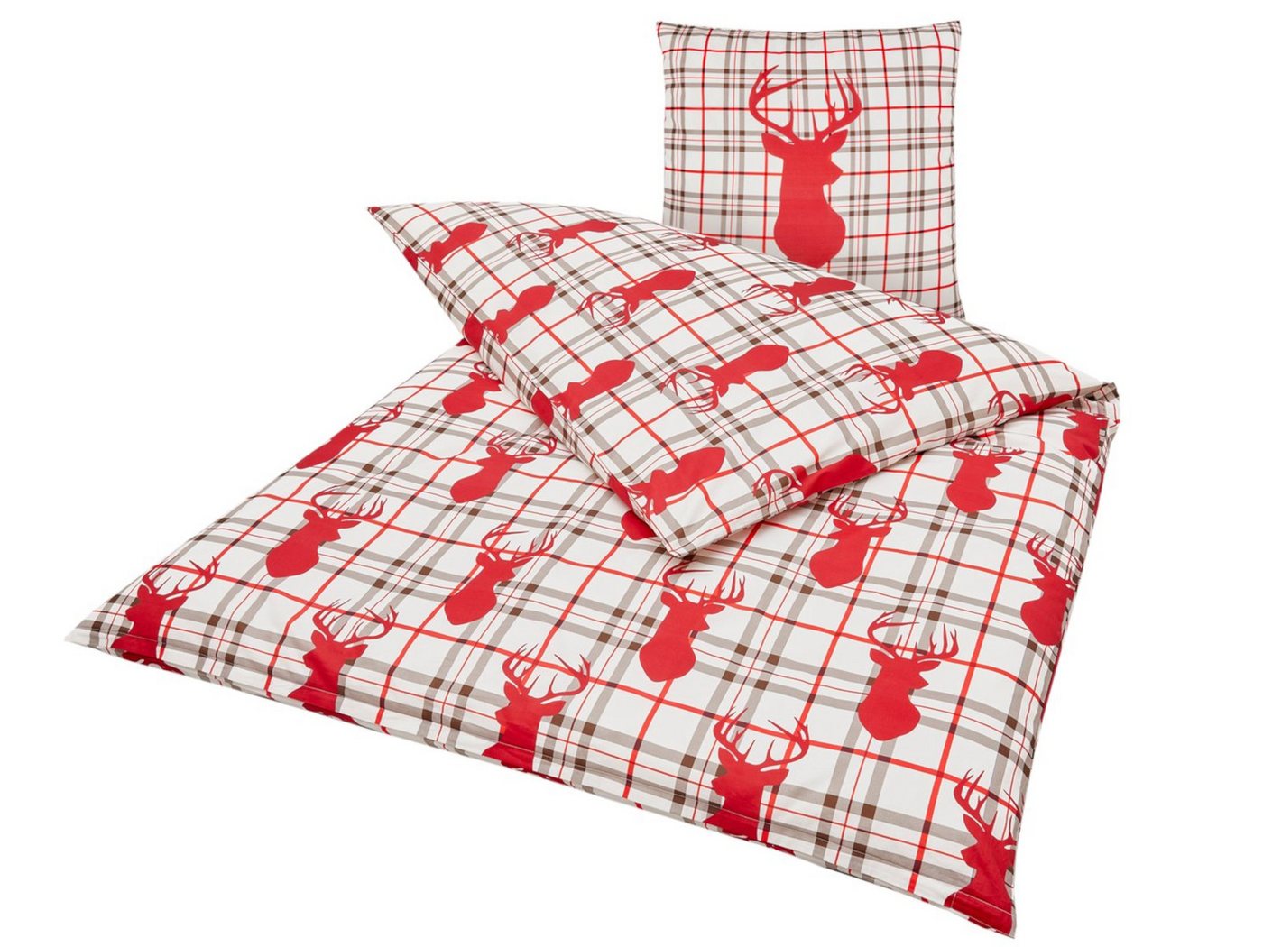 BOLTZE Bettwäsche Kitzbühl Bettwäsche beige/rot 2tlg 200x135cm (1 Stück) von BOLTZE