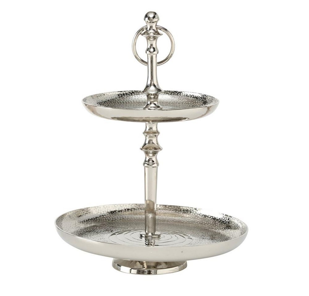 BOLTZE Dekoetagere Etagere Fortuna 30cm 2-stöckig Silber, mit Griff für Dekoration Elegantes Design von BOLTZE