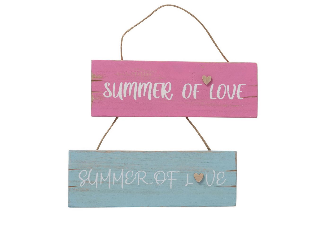 BOLTZE Dekohänger 2er Set Wanddeko Schilder "Summer of Love" – Pink und Türkis, FSC Holz (2 St) von BOLTZE
