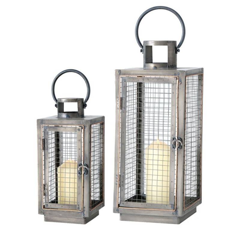 BOLTZE Dekolicht, Laternen Eisen Gitter Design Windlicht für Kerzen Kerzenhalter 2er Set von BOLTZE