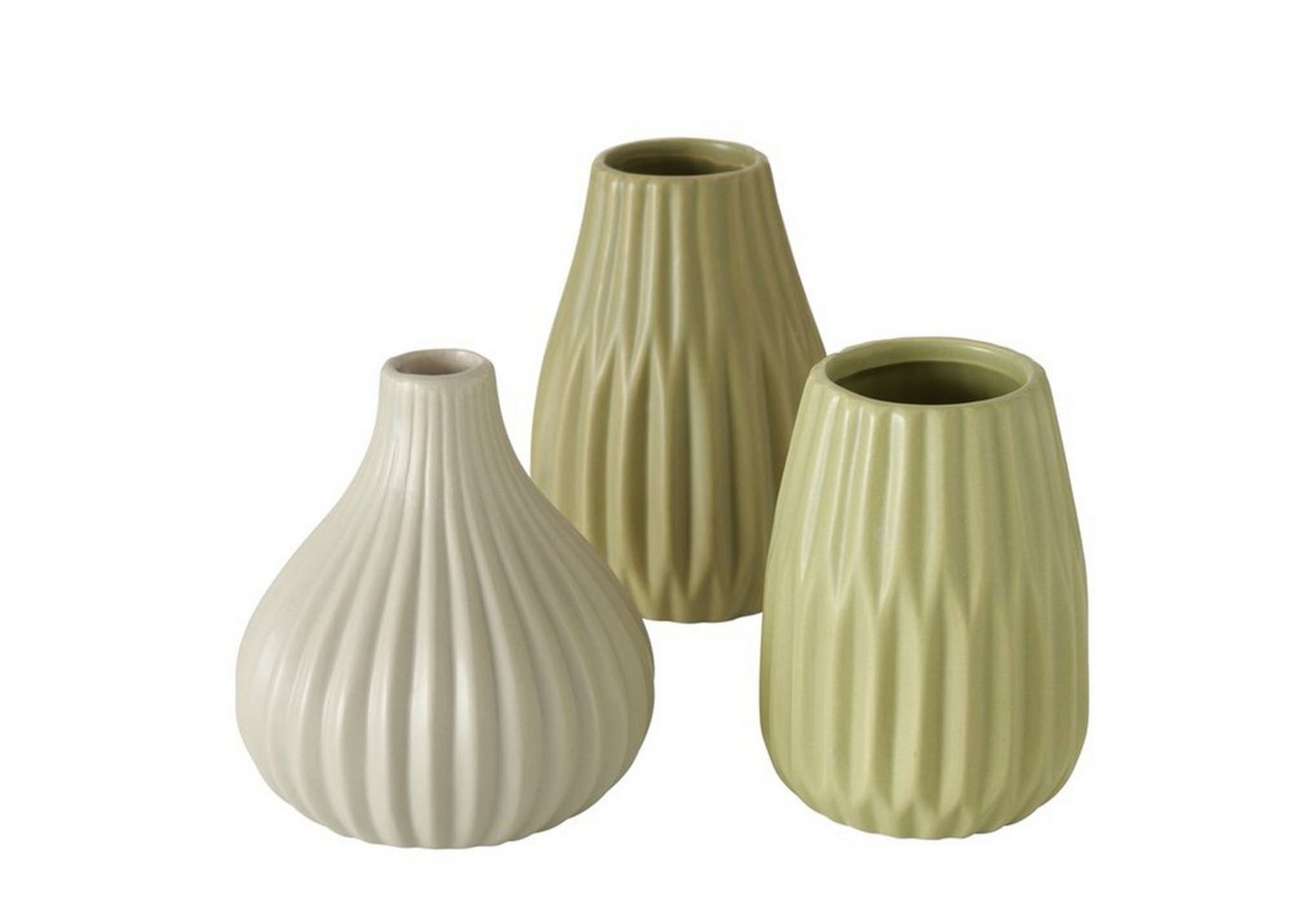 BOLTZE Dekovase Blumenvase aus Keramik im 3er Set Mattes Design - Grün von BOLTZE