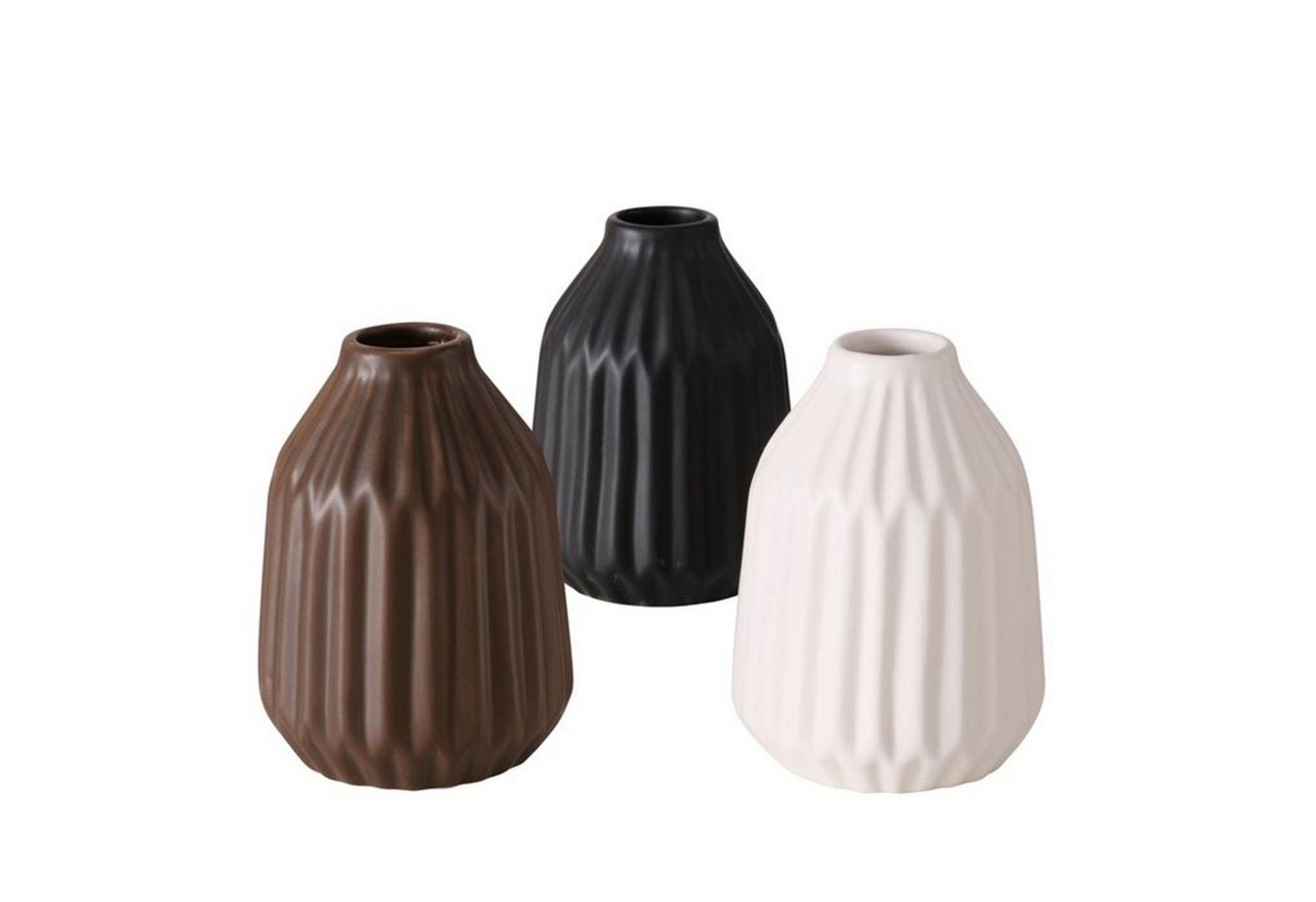 BOLTZE Dekovase Deko Vasen 3er Set aus Keramik Braun Schwarz Weiß von BOLTZE