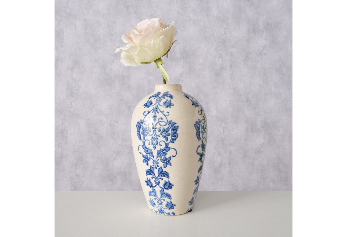 BOLTZE Dekovase "Martha" aus Keramik in blau/weiß H20cm, Vase von BOLTZE