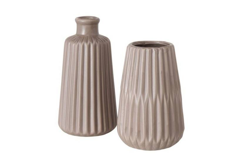 BOLTZE Dekovase Tischvase Deko Vase im 2er Set aus Keramik Mattes Design Braun von BOLTZE