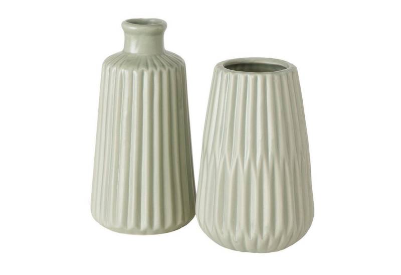 BOLTZE Dekovase Tischvase Deko Vase im 2er Set aus Keramik Mattes Design- Hellgrün von BOLTZE