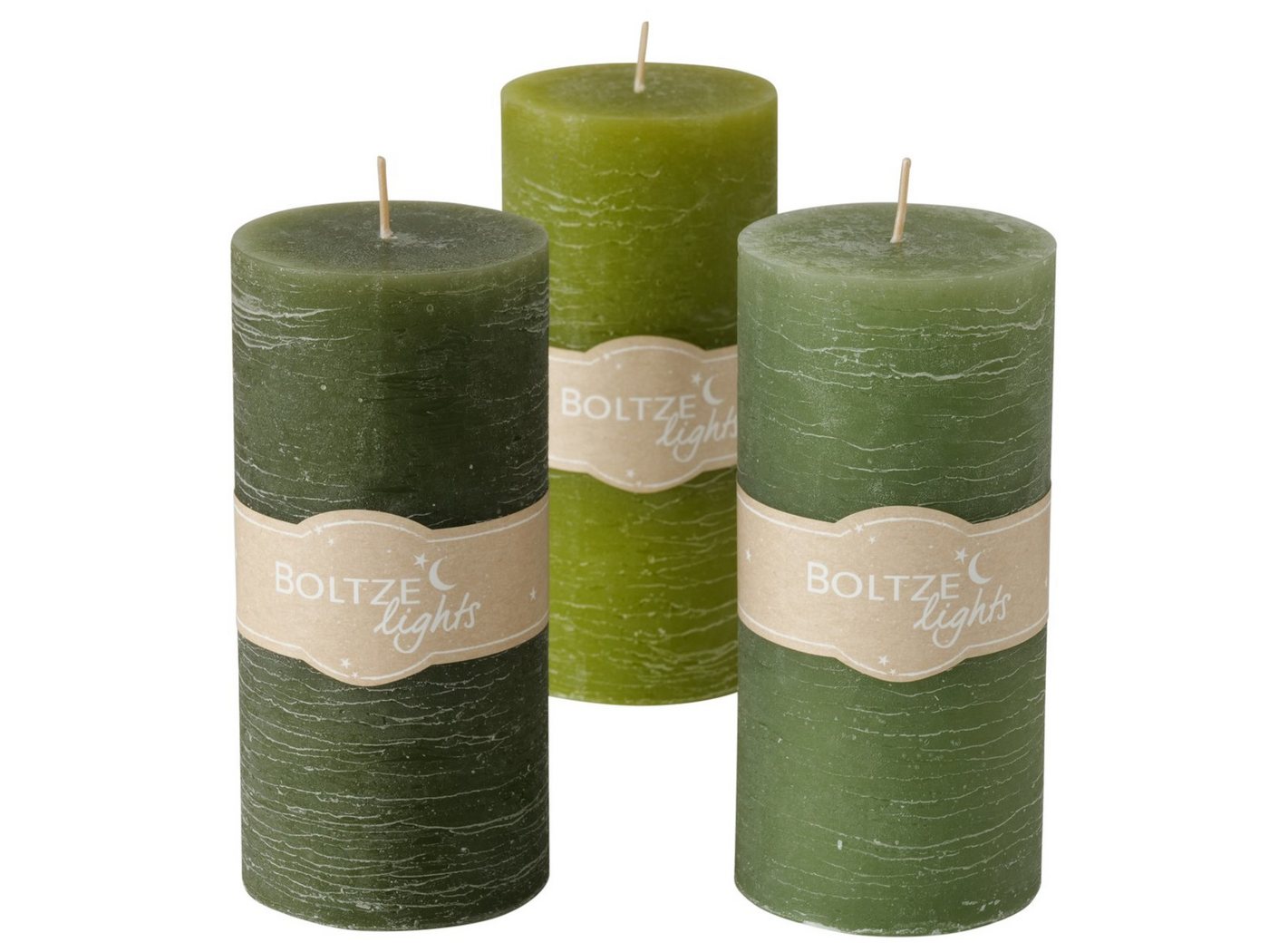 BOLTZE Duftkerze Basic Stumpenkerze sortiert grün 15cm (1 Stück) von BOLTZE
