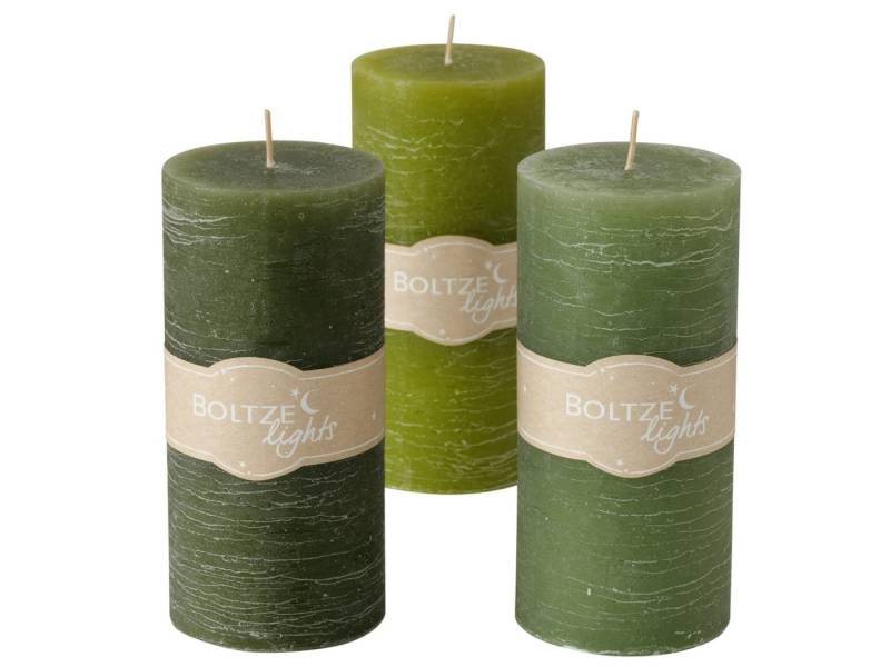 BOLTZE Duftkerze Basic Stumpenkerze sortiert grün 15cm (1 Stück) von BOLTZE