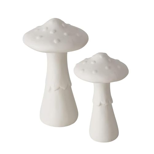 Boltze Figur Deko Pilz- Herbst 2er Set matt/weiß aus Keramik von Boltze