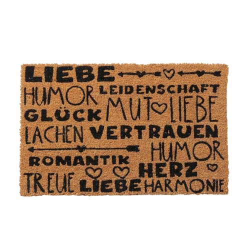 BOLTZE Fußmatte LIEBLINGSREZEPT Natur schwarz Liebe Herz Glück aus Kokos PVC 60x40cm von BOLTZE