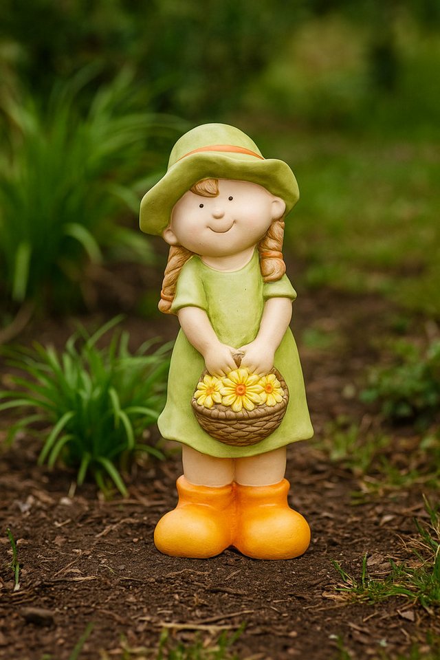 BOLTZE Gartenfigur Gartenfigur Leni Blumenkorb aus Keramik wetterfest handbemalt 42cm, (1 St) von BOLTZE