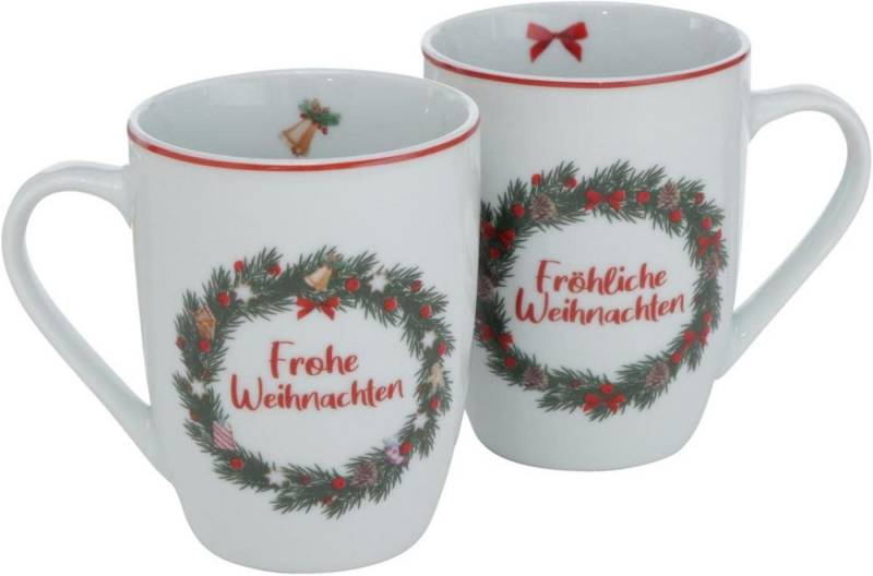 BOLTZE Geschirr-Set 2er Set Weihnachtstassen aus Porzellan Henkelbecher mit Spruch (2-tlg) von BOLTZE