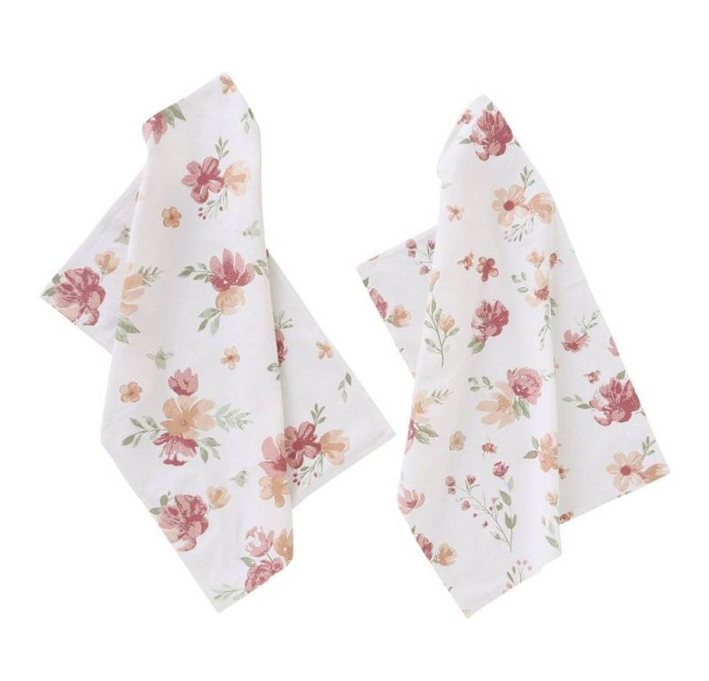 BOLTZE Geschirrtuch Geschirrtuch ELSIE rosa grün weiß mit Blumen florales Muster Cottage L von BOLTZE