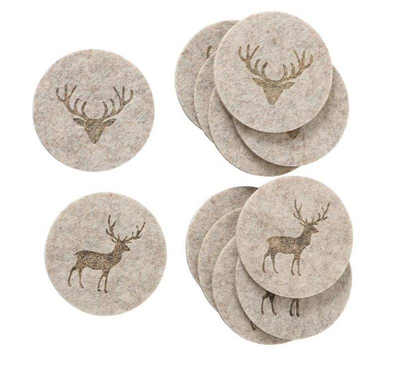 BOLTZE Glasuntersetzer Hirsch Tjark, Set, 6-tlg., aus Filz, 1 Set zufälliges Motiv von BOLTZE