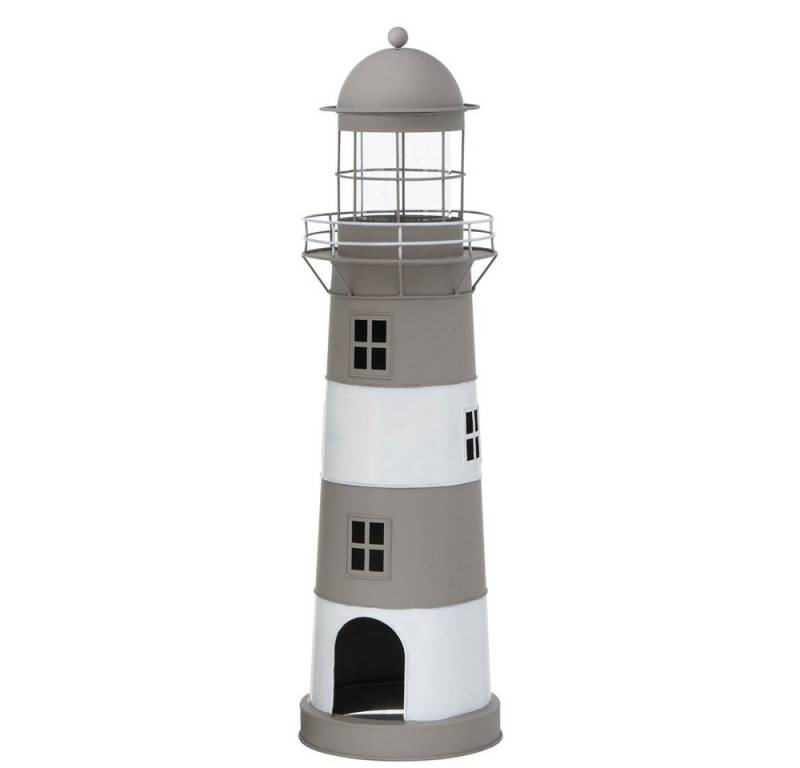 BOLTZE Kerzenlaterne Laterne LONG ISLAND grau braun weiß Leuchtturm Windlicht aus Metall H7 von BOLTZE