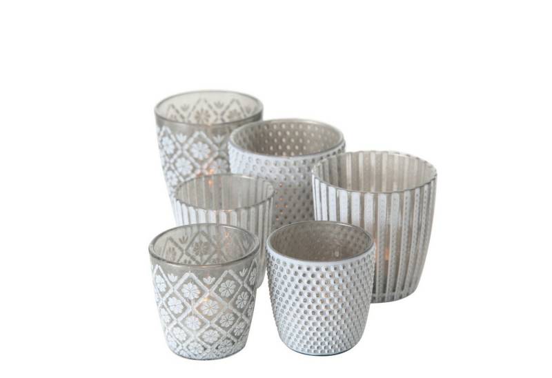 BOLTZE Kerzenhalter Windlicht Patty grau, 6er-Set von BOLTZE