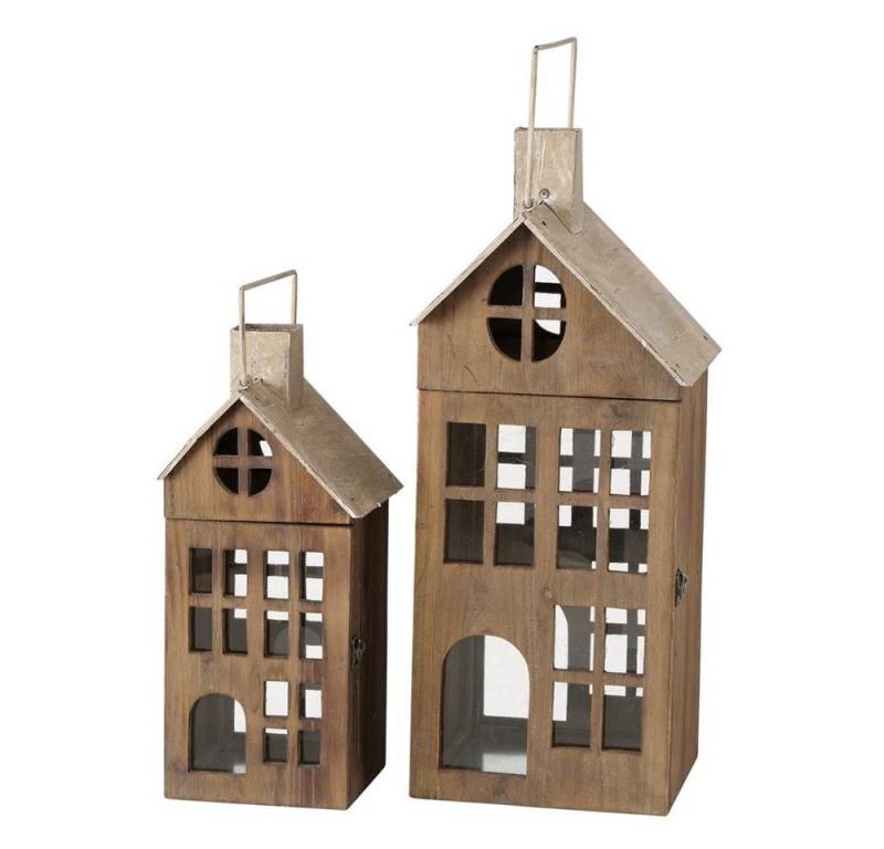 BOLTZE Kerzenlaterne Marling, 2er Set, aus Holz, Skandinavisches Design von BOLTZE
