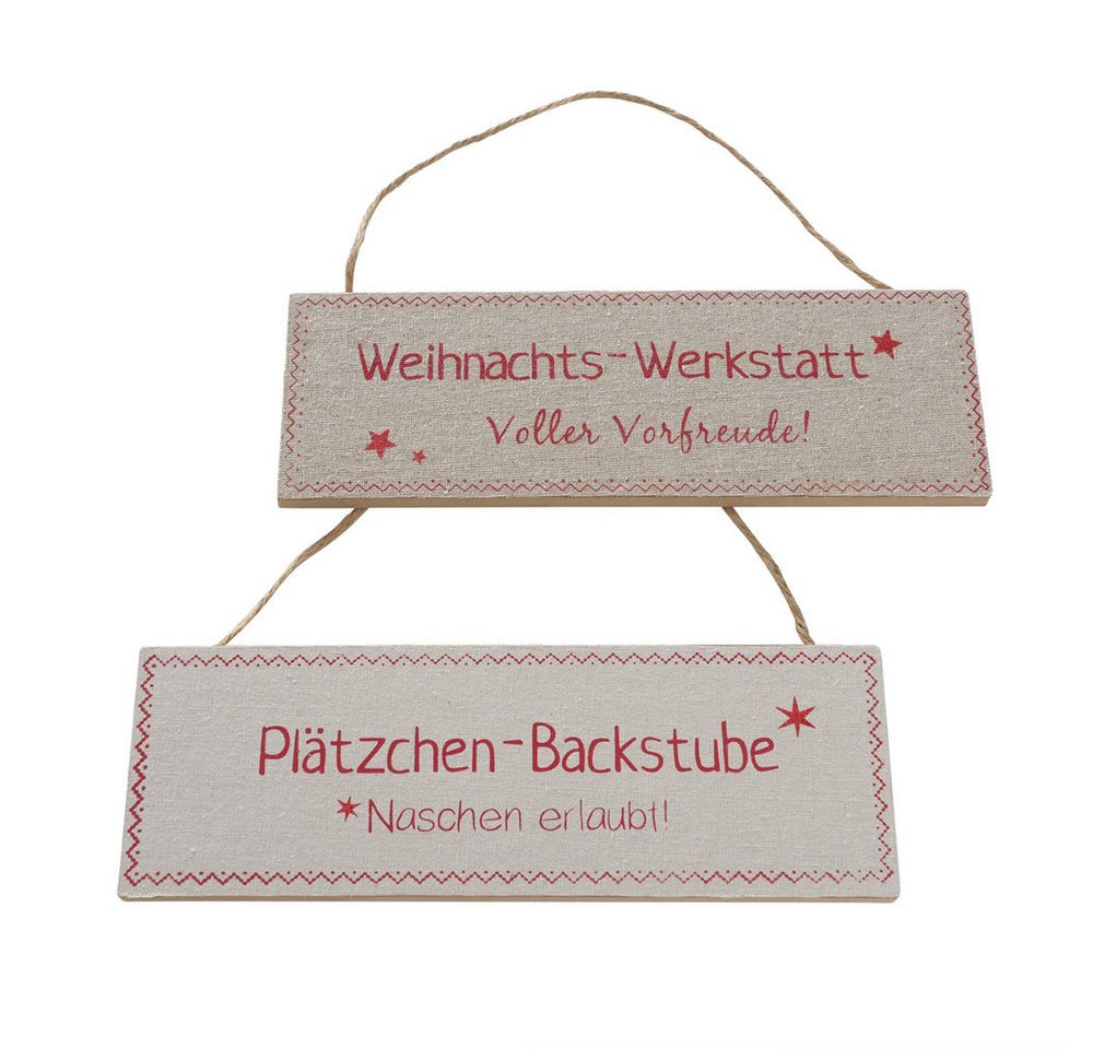 BOLTZE Metallschild 2tlg. Hängeschild VORFREUDE natur rot Holzschild Weihnachten (2 Motive von BOLTZE