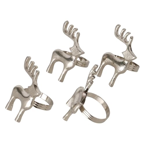 BOLTZE Serviettenring Rupold (4 TLG., Farbe Silber, aus Metall, LxBxH: 5 x 5 x 7,5 cm, Form Hirsch, Handgearbeitet, Serviettenhalter, Tischaccessoires) 2069573 von BOLTZE