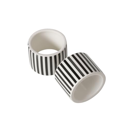 BOLTZE Serviettenring Soho (2 TLG., Farbe Schwarz/Weiß, aus Keramik, LxBxH: 5 x 5 x 3,8 cm, Rund, Gestreift, Spühlmaschinengeeignet, Serviettenhalter, Tischaccessoires) 2049573 von BOLTZE