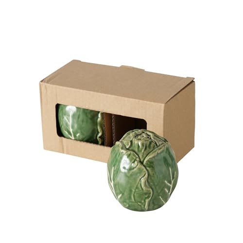 BOLTZE Streuer Cabbage (2 TLG., Farbe Grün, aus Keramik, Höhe 7,5 cm, Füllmenge 135 ml, Spühlmaschinengeeignet, Salz- & Pfefferstreuer, Gewürzstreuer) 2054415 von BOLTZE