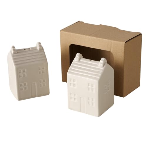 BOLTZE Streuer Homa (2 TLG., Farbe Beige/Schwarz, aus Porzellan, LxBxH: 4,8 x 4,5 x 7 cm, Form Haus, Füllmenge 45 ml, Spülmaschinenfest, Salz- & Pfefferstreuer, Gewürzstreuer) 2055466 von BOLTZE